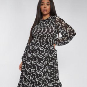 Micro Floral Midi Dress